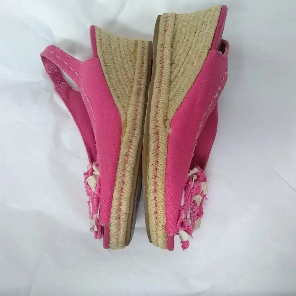 Naturalizer Sandal Shoes Pink Cloth Woven Wedge 3